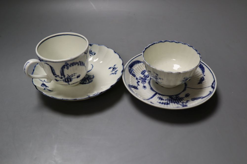 A Worcester Immortelle teabowl and saucer and a Gilliflower teabowl and saucer, 12cm